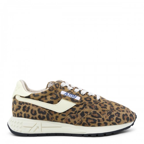 LEOPARD AND BEIGE LEATHER SNEAKERS