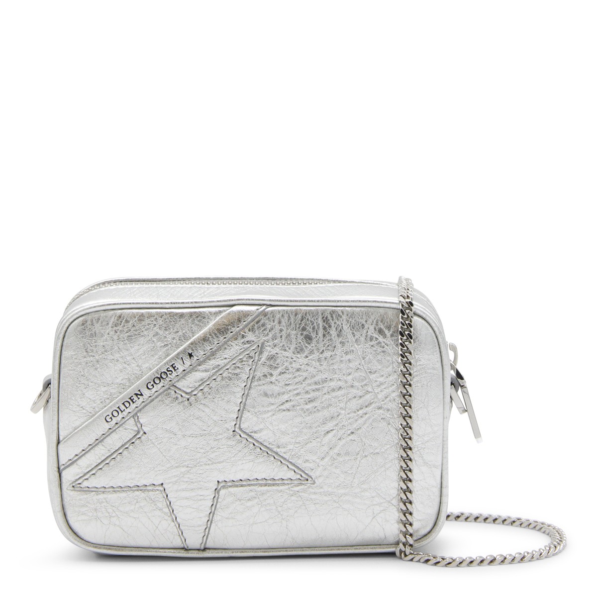 SILVER LEATHER MINI STAR CROSSBODY BAG