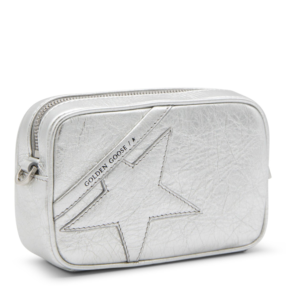 SILVER LEATHER MINI STAR CROSSBODY BAG