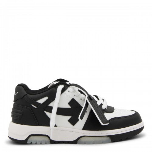 WHITE AND BLACK LEATHER OUT OF OFFICE SNEAKERS