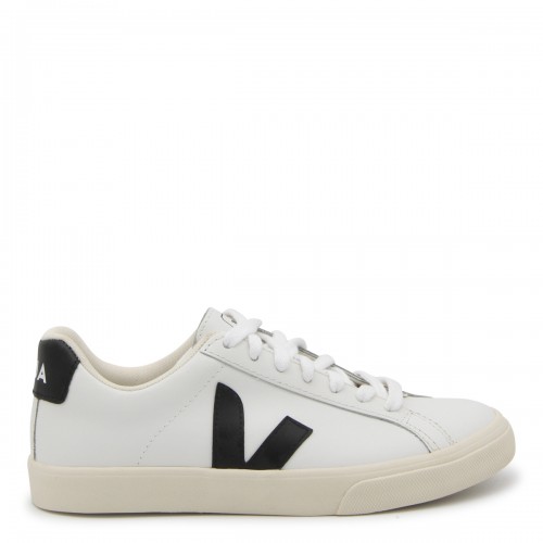 WHITE AND BLACK LEATHER SNEAKERS