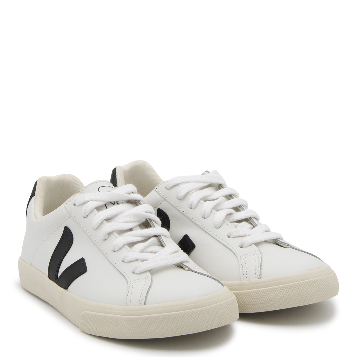 WHITE AND BLACK LEATHER SNEAKERS