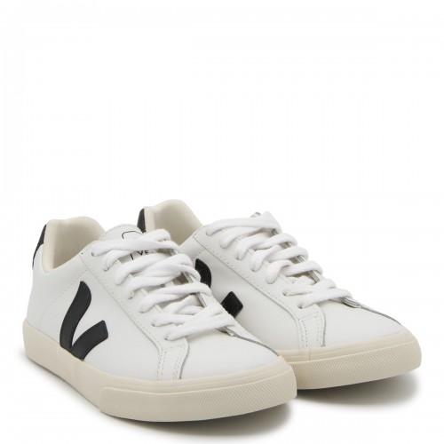 WHITE AND BLACK LEATHER SNEAKERS