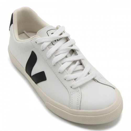 WHITE AND BLACK LEATHER SNEAKERS