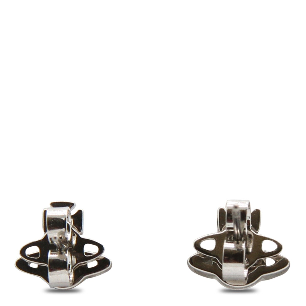 PLATINUM AND CREAM PEARLY BRASS EARRINGS