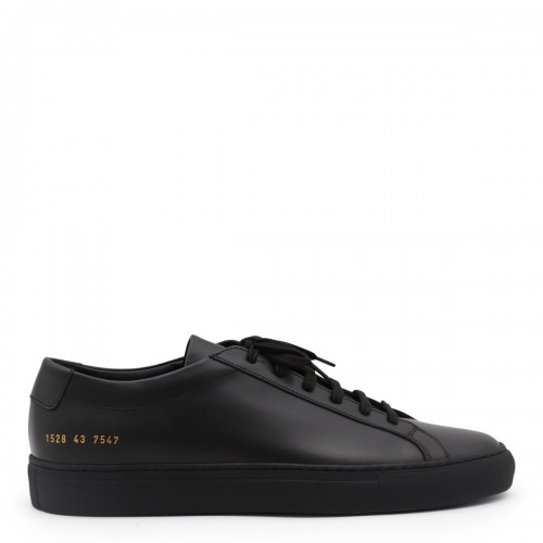 BLACK LEATHER ACHILLE LOW...