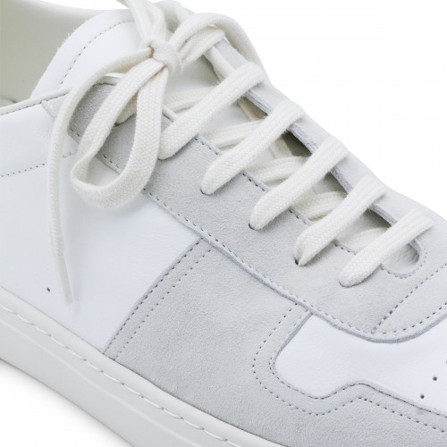 WHITE AND GREY LEATHER SNEAKERS