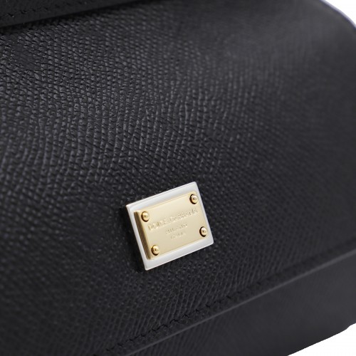 BLACK LEATHER SICILY SMALL TOP HANDLE BAG