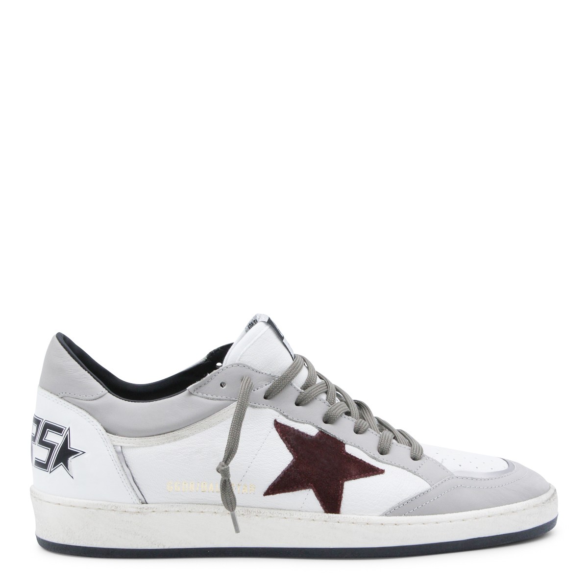 WHITE AND BORDEAUX LEATHER BALLSTAR...