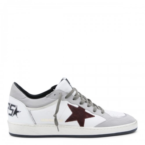 WHITE AND BORDEAUX LEATHER BALLSTAR SNEAKERS