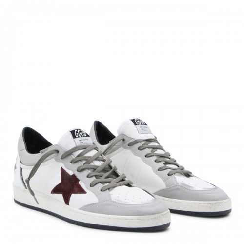 WHITE AND BORDEAUX LEATHER BALLSTAR SNEAKERS