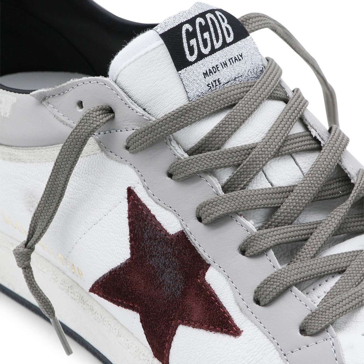 WHITE AND BORDEAUX LEATHER BALLSTAR...