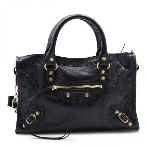BLACK LEATHER CITY S TOP HANDLE BAG