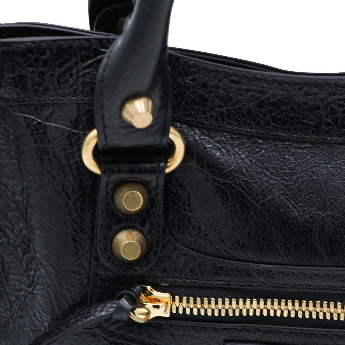 BLACK LEATHER CITY S TOP HANDLE BAG