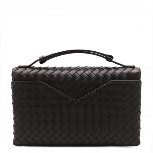 DARK BROWN LEATHER KNOT LOCK BAG