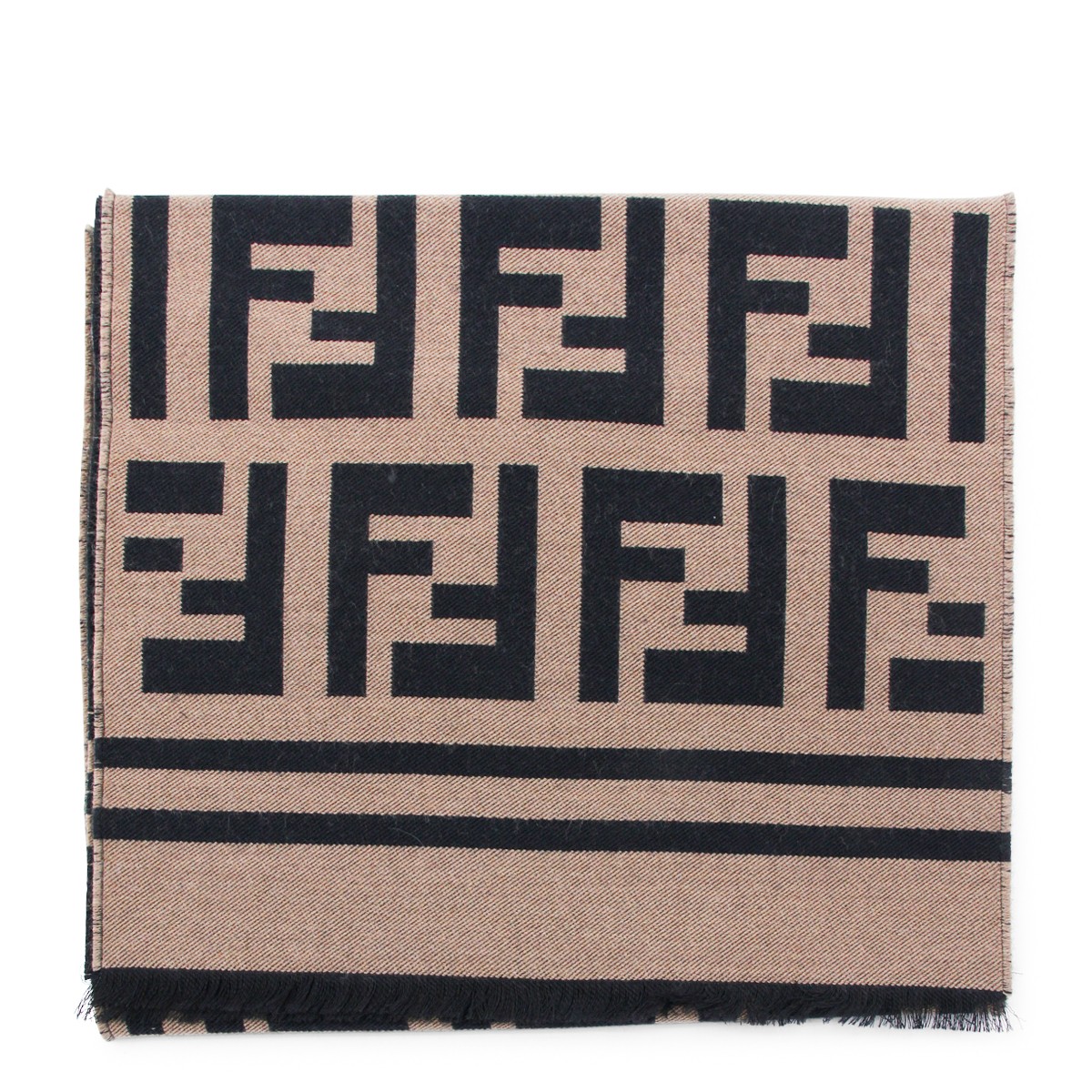 BEIGE AND BLACK WOOL SCARF