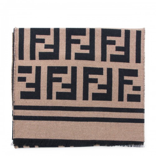BEIGE AND BLACK WOOL SCARF