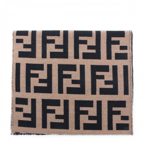 BEIGE AND BLACK WOOL SCARF 2