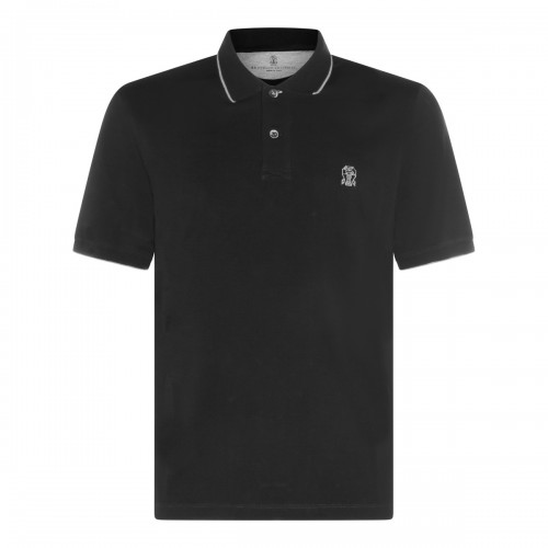 BLACK COTTON POLO SHIRT