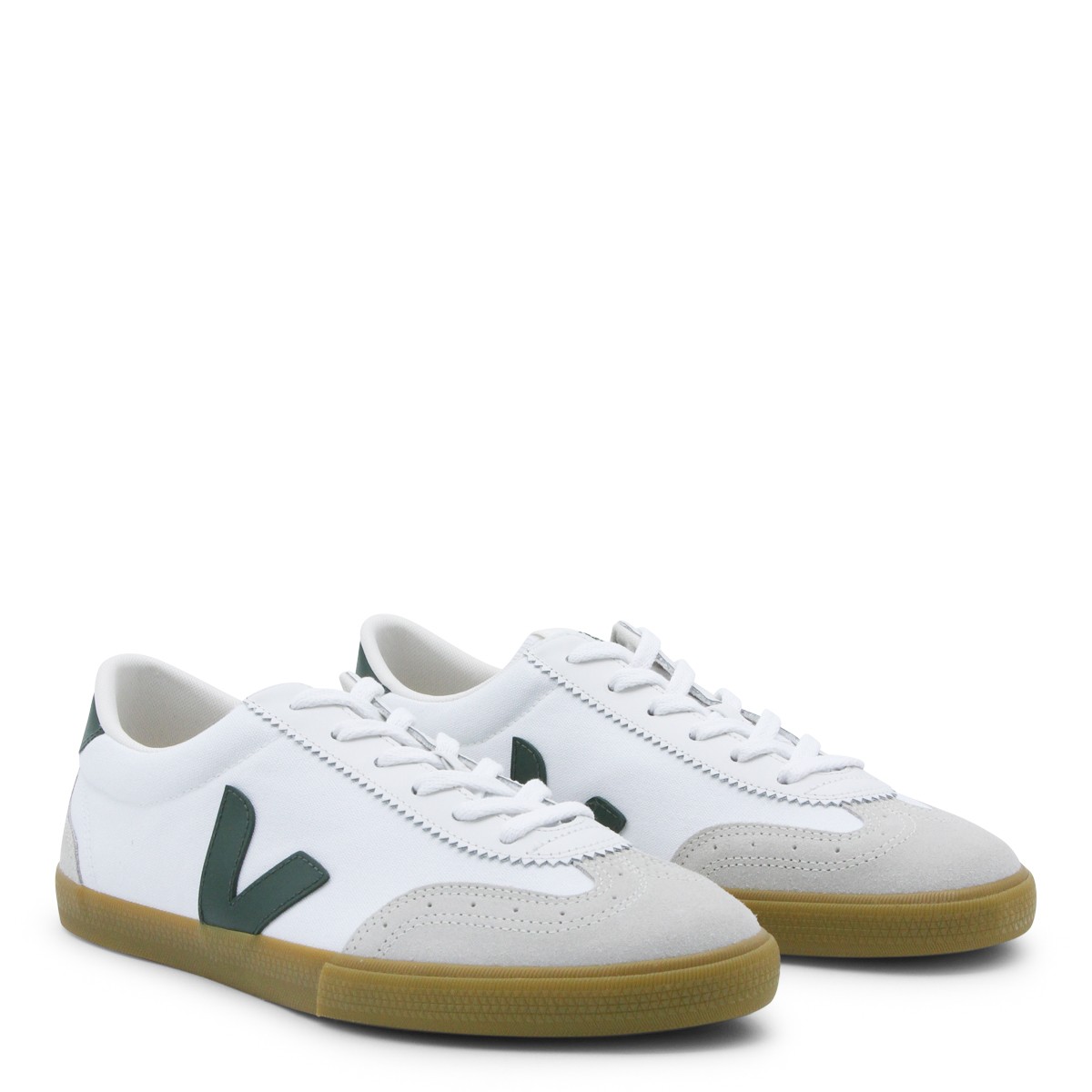 WHITER AND GREEN LEATHER VOLLEY SNEAKERS