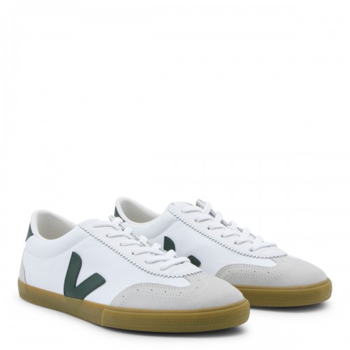 WHITER AND GREEN LEATHER VOLLEY SNEAKERS