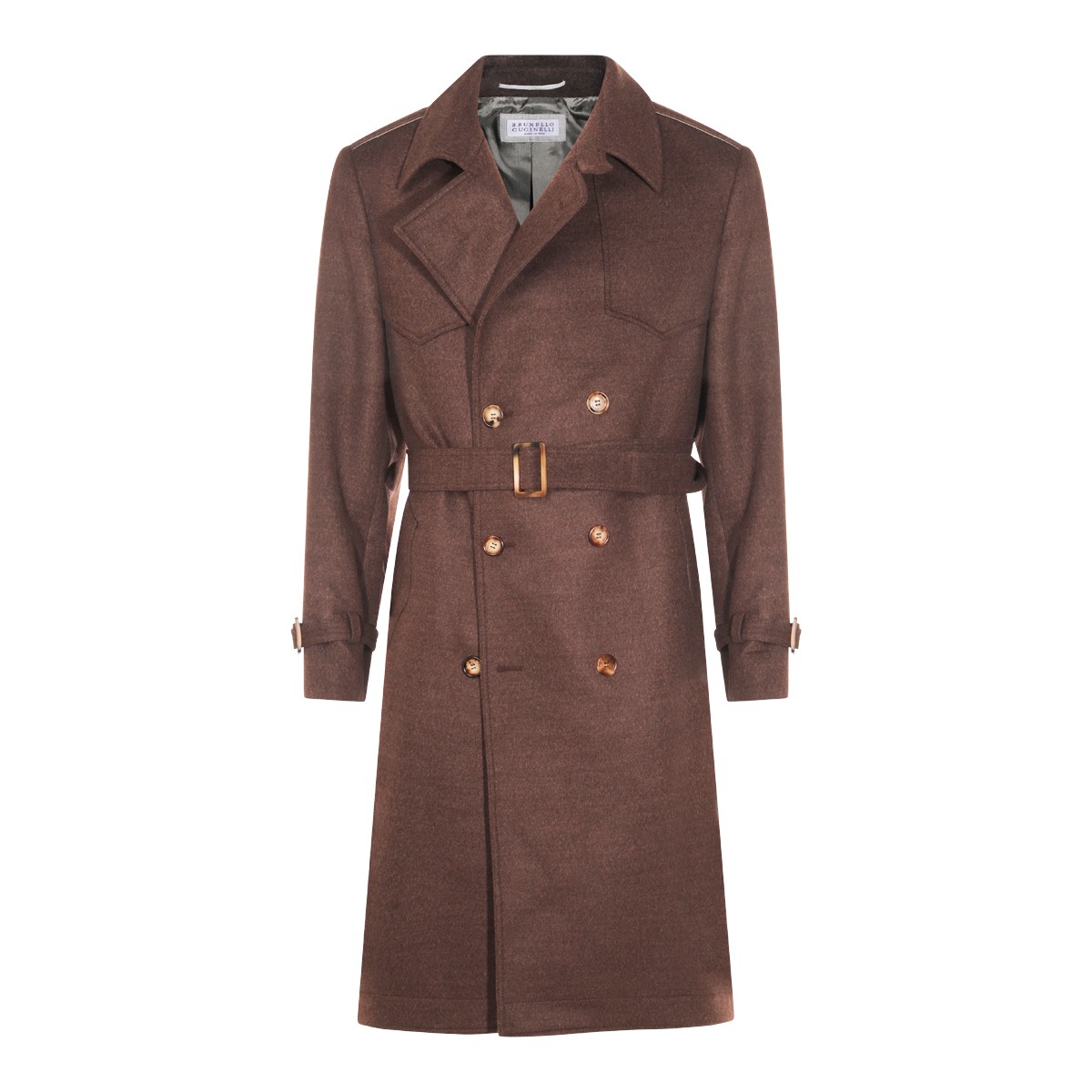 BROWN WOOL TRENCH COAT