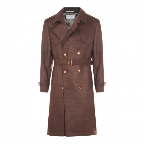 BROWN WOOL TRENCH COAT