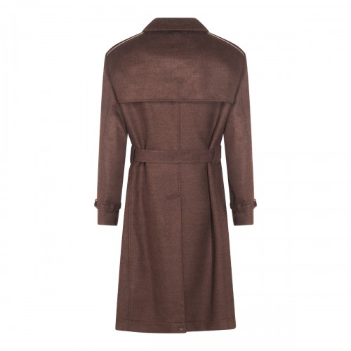 BROWN WOOL TRENCH COAT