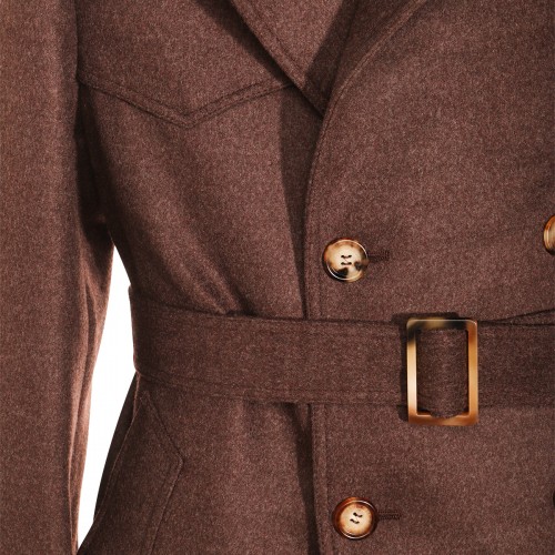 BROWN WOOL TRENCH COAT