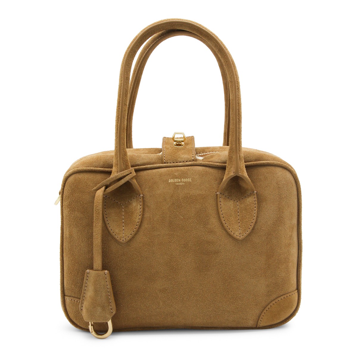 CAMEL LEATHER TOP HANDLE BAG