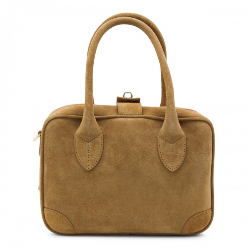CAMEL LEATHER TOP HANDLE BAG