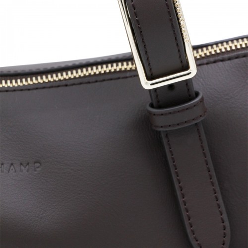 DARK BROWN LEATHER LONG SAC SHOULDER BAG