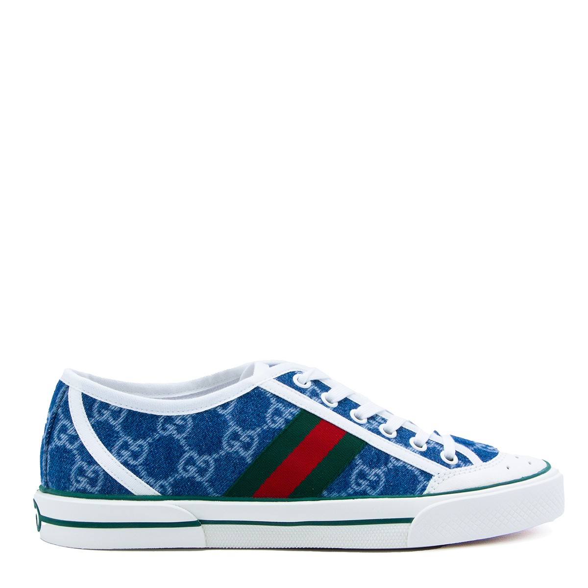 WHITE AND BLUE LEATHER SNEAKERS