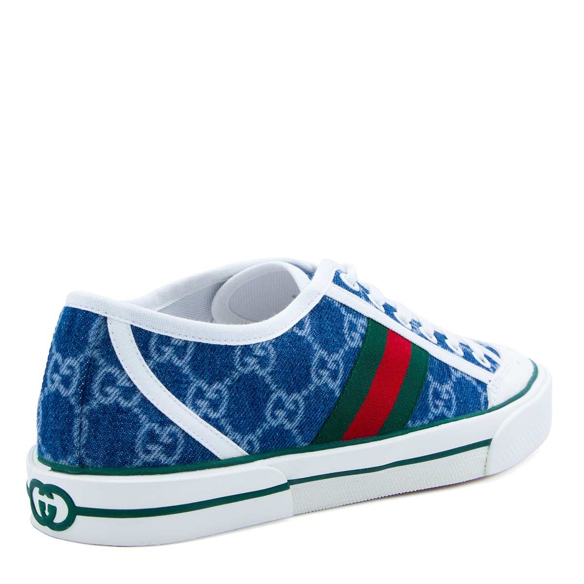 WHITE AND BLUE LEATHER SNEAKERS