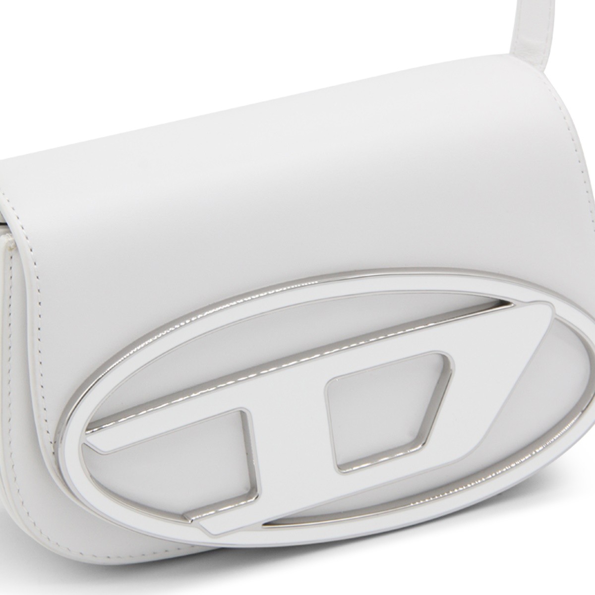 WHITE LEATHER 1DR SHOULDER BAG