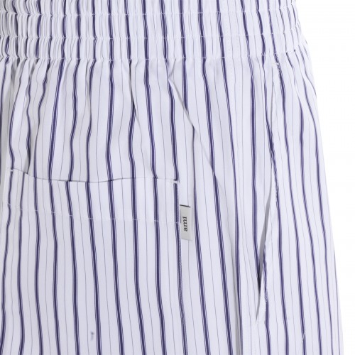 WHITE AND BLUE COTTON SHORTS