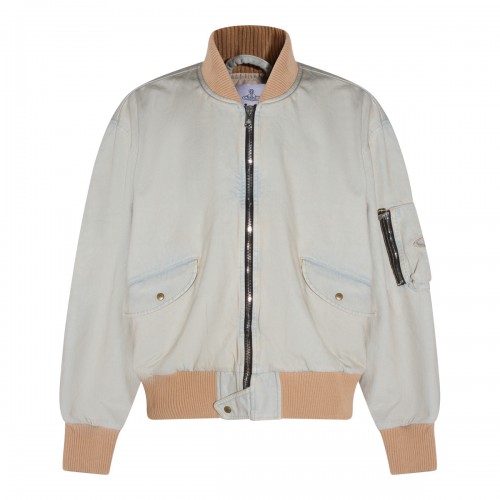 LIGHT BLUE AND BEIGE COTTON DENIM JACKET