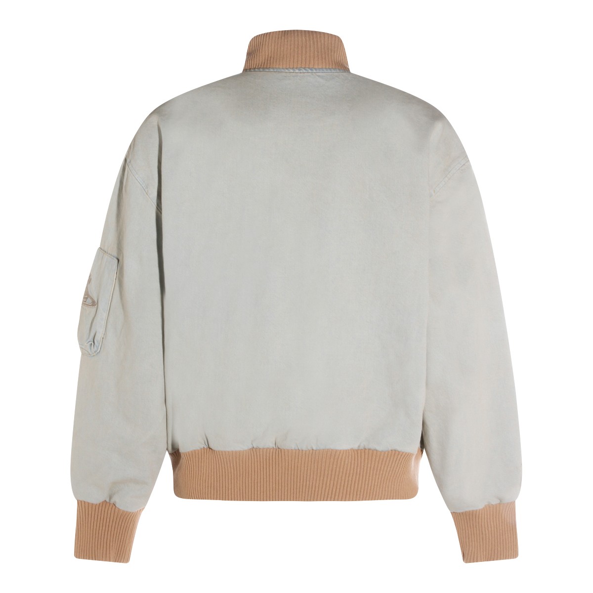 LIGHT BLUE AND BEIGE COTTON DENIM JACKET