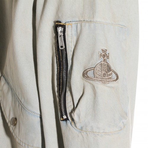 LIGHT BLUE AND BEIGE COTTON DENIM JACKET