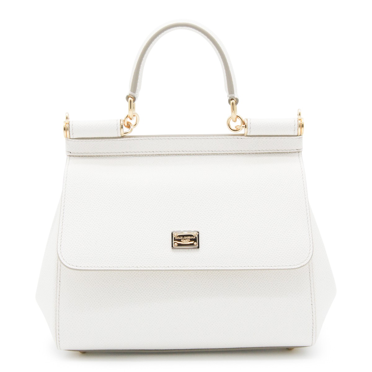WHITE LEATHER SICILY TOP HANDLE BAG