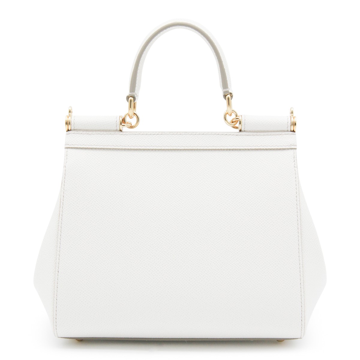 WHITE LEATHER SICILY TOP HANDLE BAG
