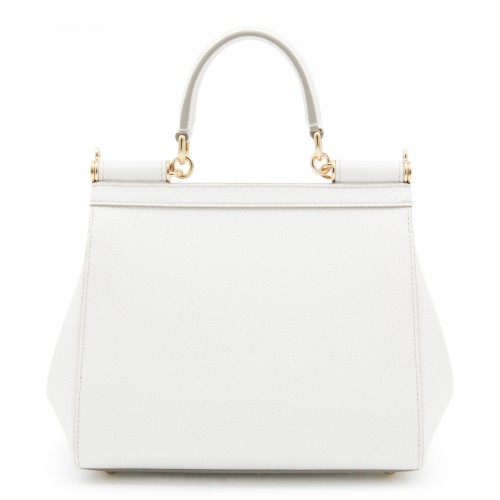 WHITE LEATHER SICILY TOP HANDLE BAG