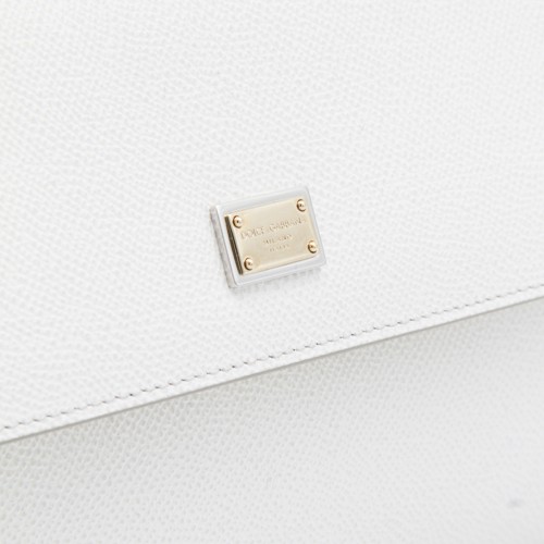 WHITE LEATHER SICILY TOP HANDLE BAG