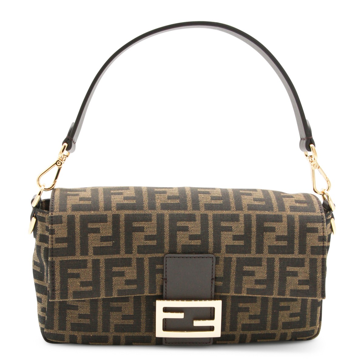 BROWN LEATHER BAGUETTE SHOULDER BAG