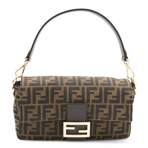 BROWN LEATHER BAGUETTE SHOULDER BAG