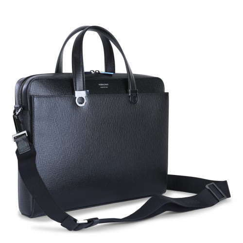BLACK LEATHER TOP HANDLE BAG 2
