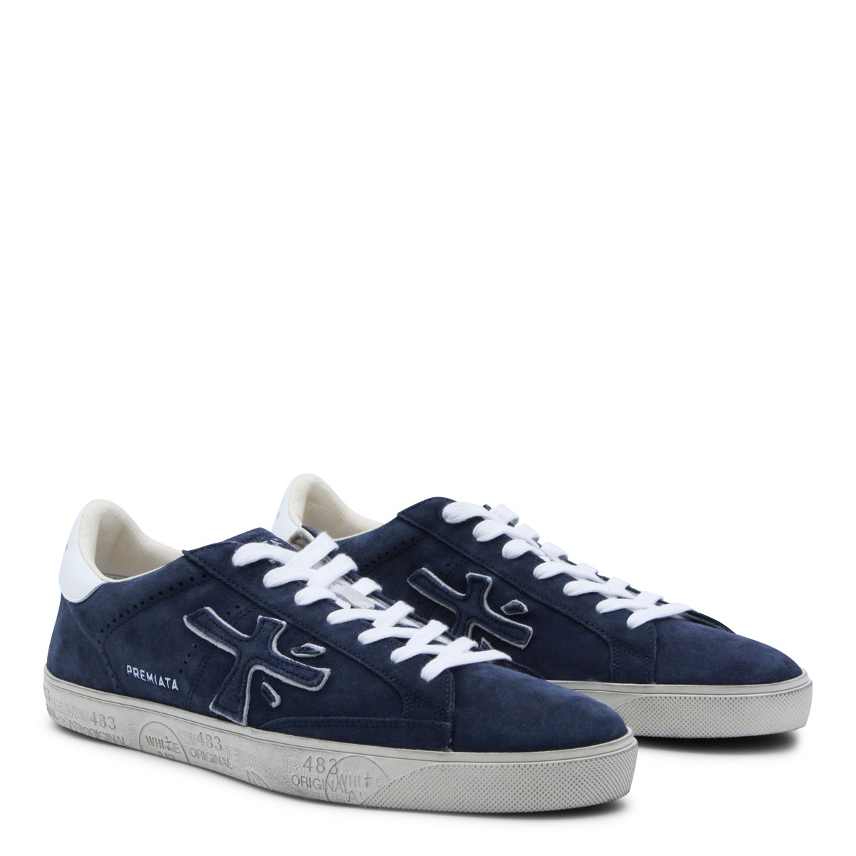 NAVY LEATHER STEVEN SNEAKERS