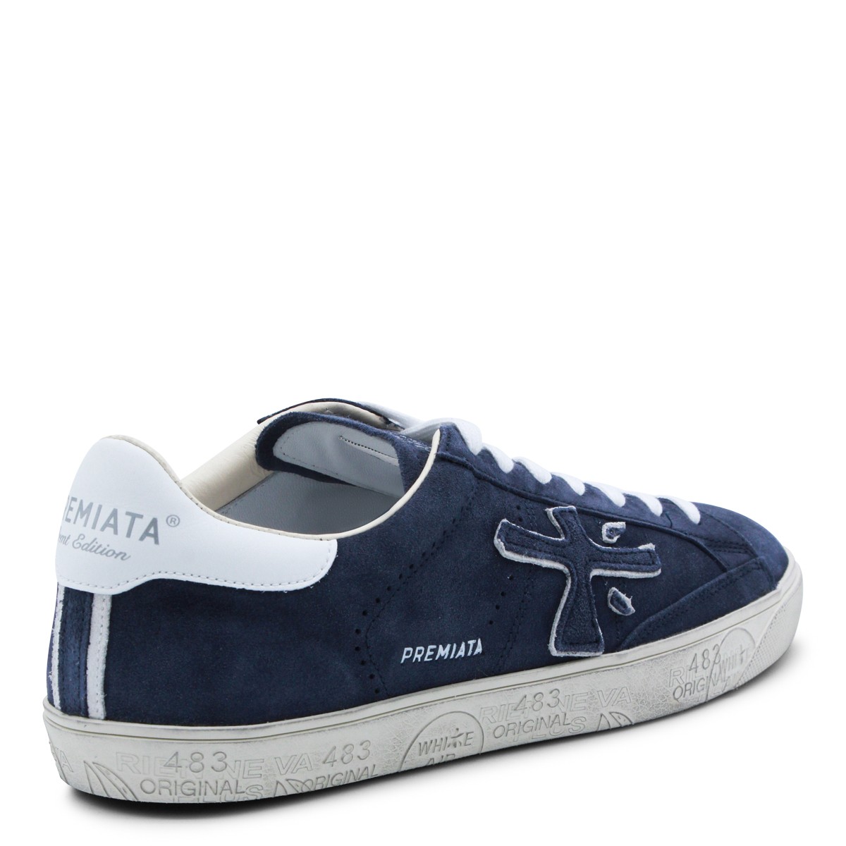NAVY LEATHER STEVEN SNEAKERS