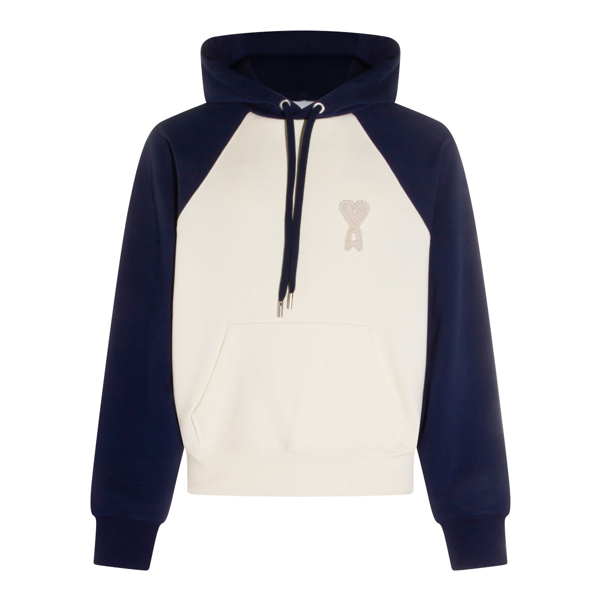 WHITE AND BLUE COTTON SWEATSHIRT
