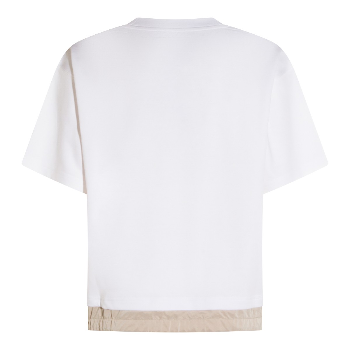 WHITE AND BEIGE COTTON T-SHIRT